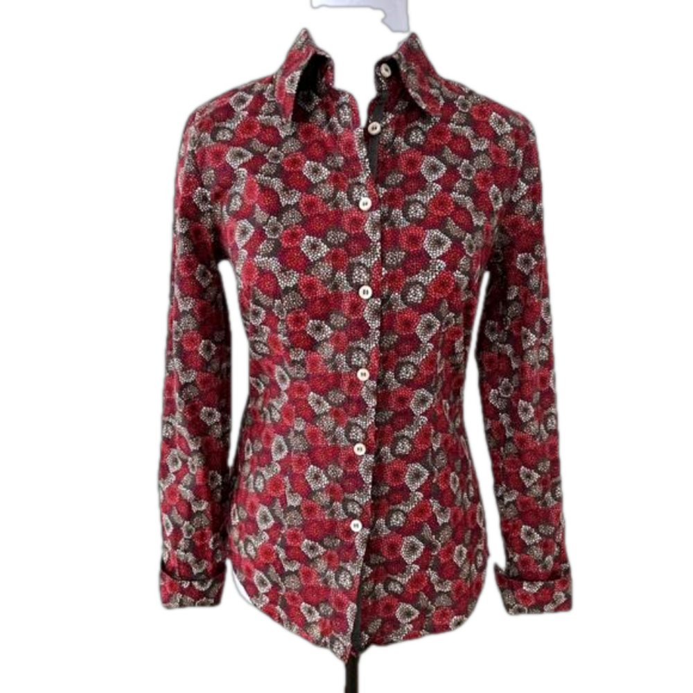 TILLEY Canada Long Sleeve Button Front 100% Cotton Floral Pattern Shirt